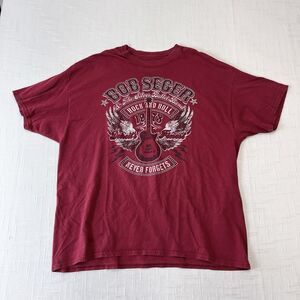 Bob Seger The Silver Bullet Band 2013 Tour T Shirt 2XL Red Locations Rock & Roll